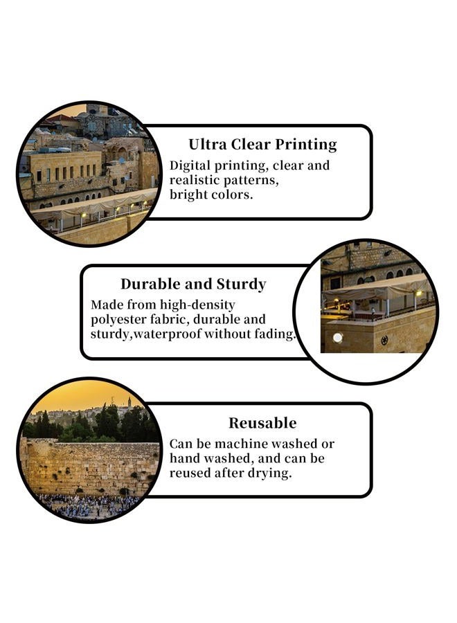 Jiudungs Jerusalem Western Wall Backdrop for Jewish New Year Rosh Hashanah Shana Tova Sukkot Sukkah Yom Kippur Purim Passover Hanukkah Decorations and Supplies - Image 4