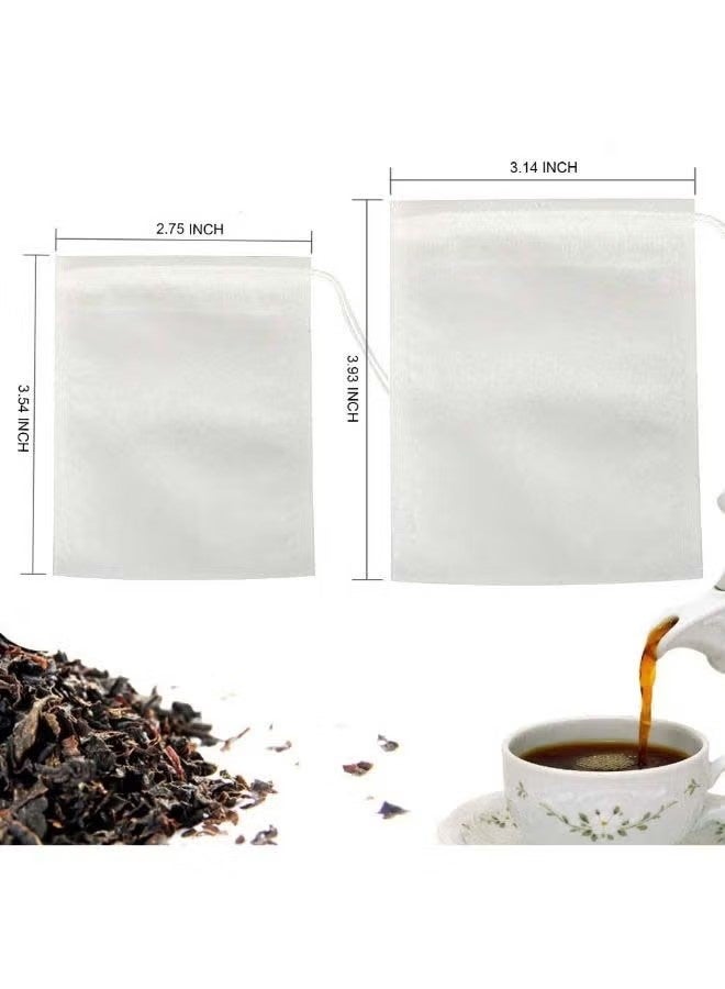 Beone 200-Piece Drawstring Disposable Empty Tea Bag Set for Loose Tea Coffee Spice Herbs, White - Image 3
