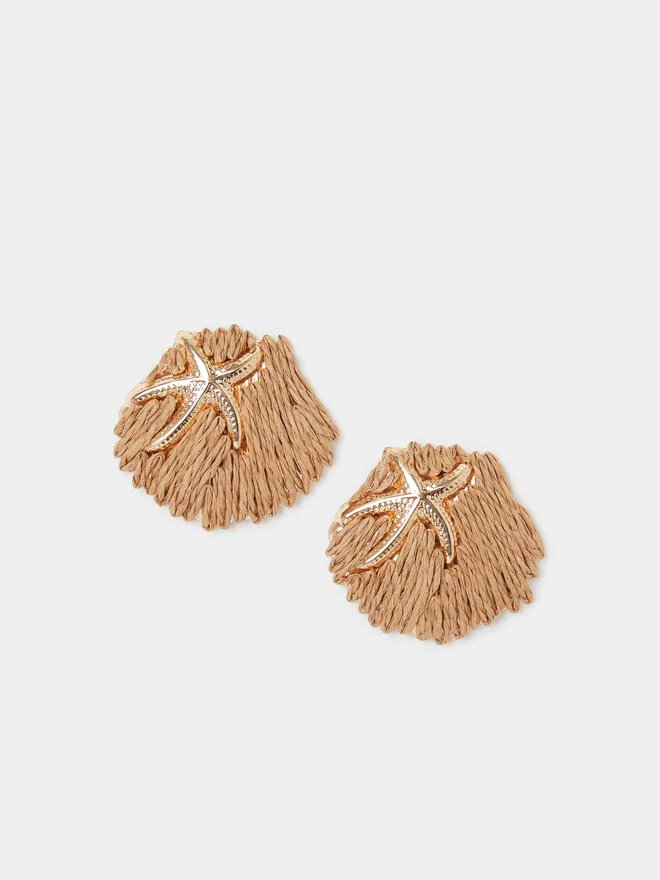 Styli Raffia Starfish Stud Earrings