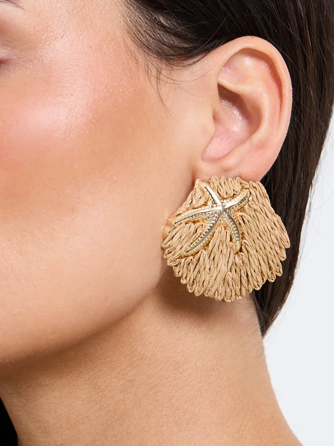 Styli Raffia Starfish Stud Earrings