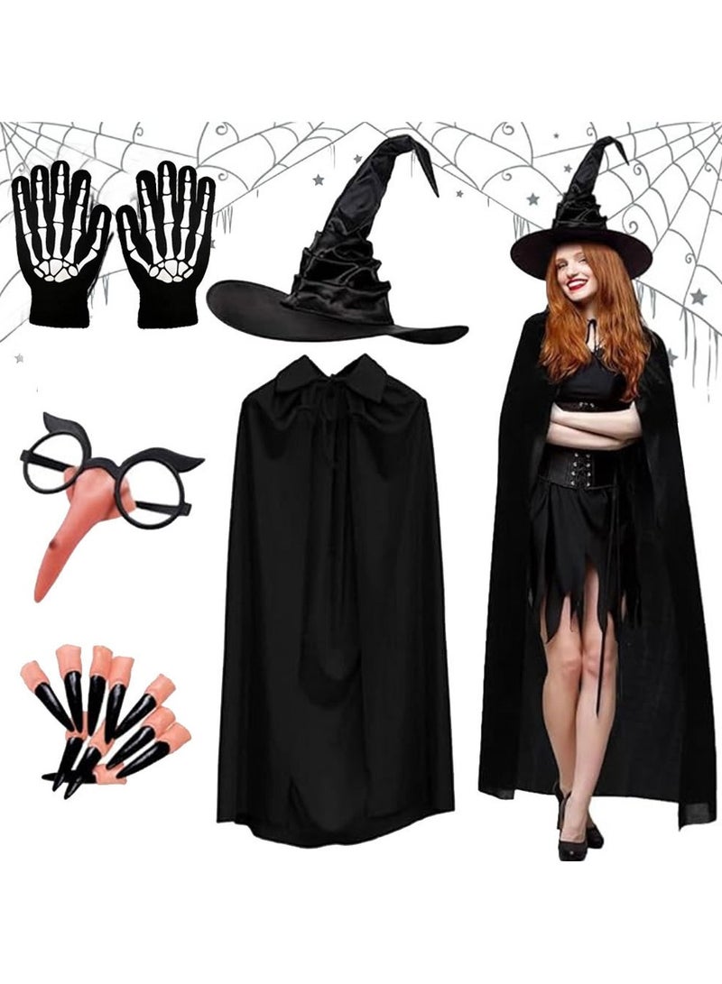 JAYATO Halloween Cloak Black Adult Party cos Death Vampire Wizard Death Black Cloak Cloak Set - Image 1