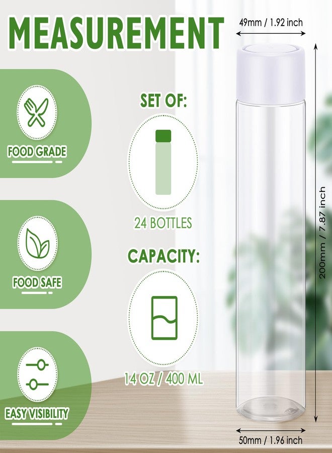 زهاو مجموعة من 24 زجاجة عصير بلاستيكية من زيهو، سعة 400 مل (13.5 أونصة)، قابلة لإعادة الاستخدام، مزودة بأغطية بيضاء، مثالية لتخزين المشروبات مثل العصائر والحليب والشاي. - Image 2