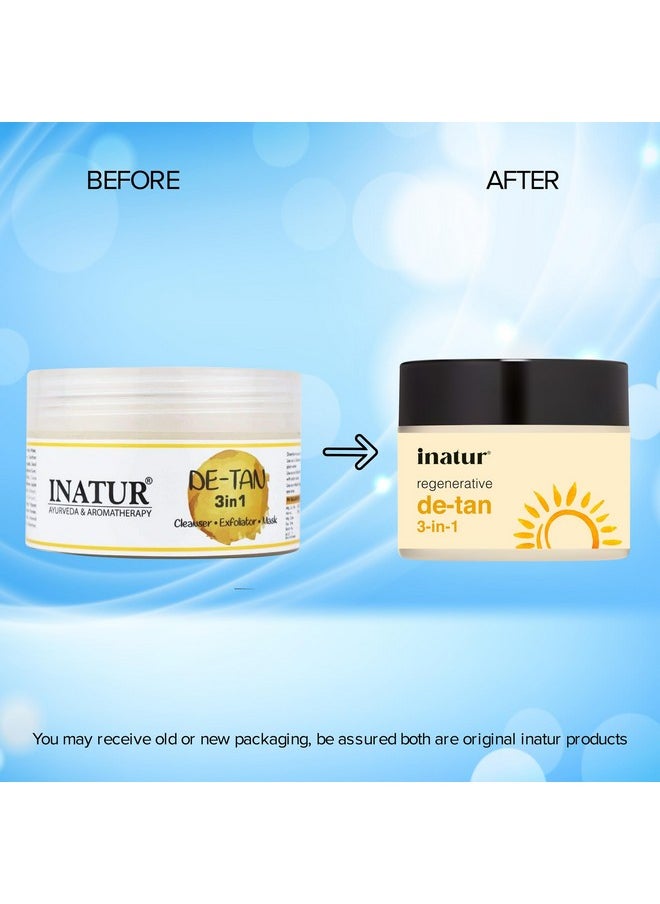 INATUR De-Tan 3-In-1 Tan Removal Face Scrub| Also Used As Face Cleanser & Mask| Brightening & Dead Cell Removal| Enriched With Real Fruits Extracts| All Skin Type| 200G  - Image 2