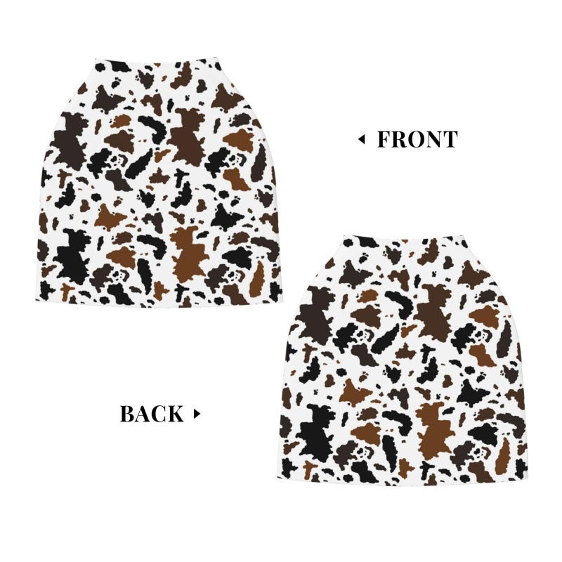 Sozzjile Brown Cow Print Western Baby Stuff Car Seat Covers Multi-Use Car Seat Canopy Carrier Cover, Breathable Breastfeeding Cover Boys & Girls - Image 5