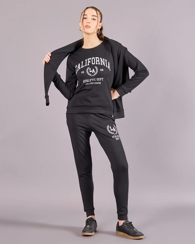 Redtag Women Black California Print Sweatshirt