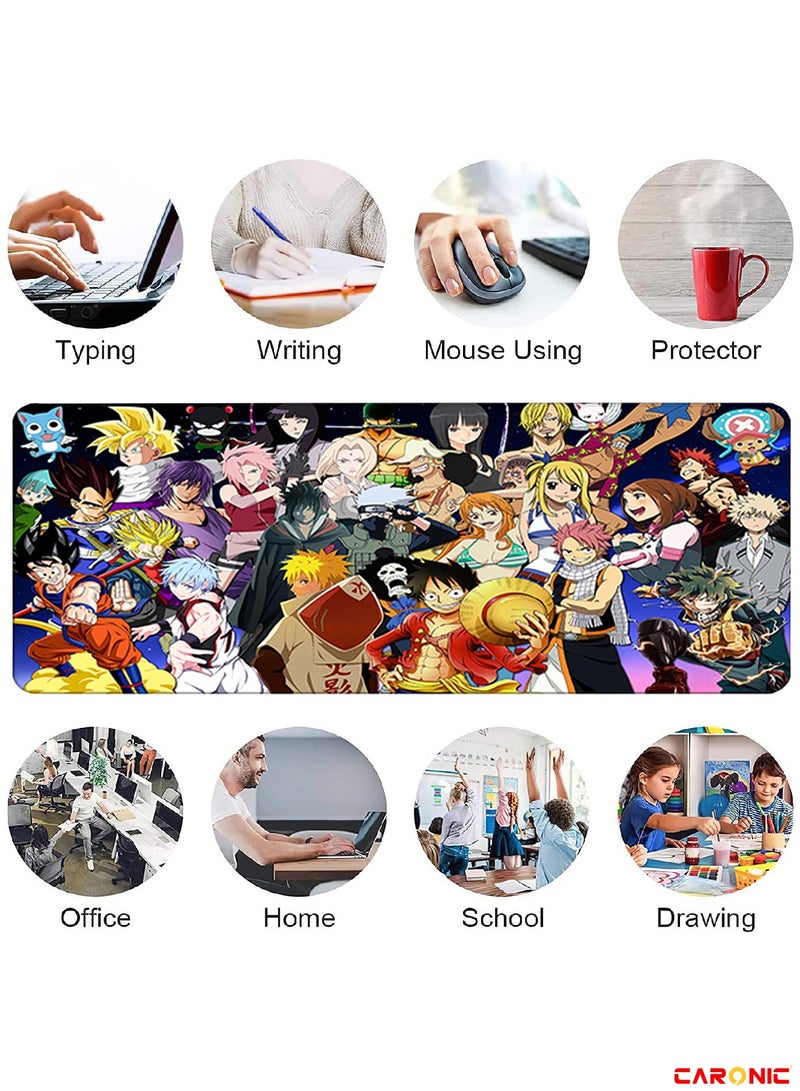 CARONIC Large Gaming Mouse Pad with Superior Micro Weave Cloth Extended Desk Mousepad with Stitched Edges Non-Slip Base Water Resist Keyboard Pad For Gamer And Office Home FT 448 - Image 2