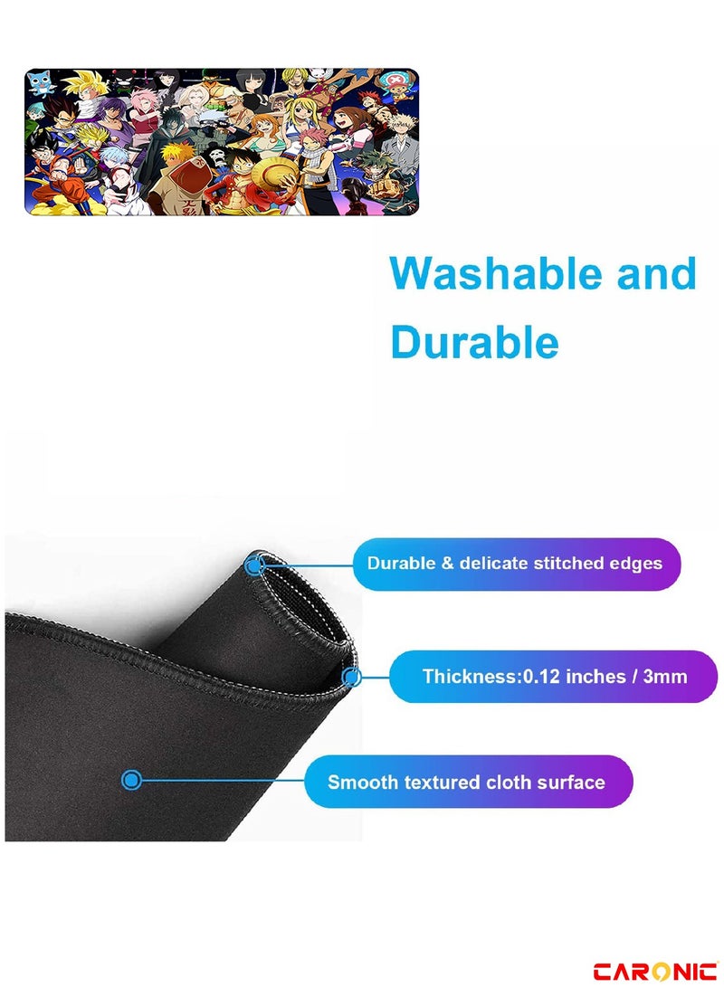 CARONIC Large Gaming Mouse Pad with Superior Micro Weave Cloth Extended Desk Mousepad with Stitched Edges Non-Slip Base Water Resist Keyboard Pad For Gamer And Office Home FT 448 - Image 5