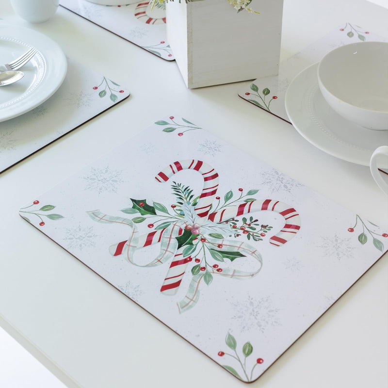 Benson Mills Cork Placemats Set of 4, Thick Cork Place Mats for Kitchen and Dining Tables, Easy Clean Table Mats for Christmas, Winter and Holidays (12" x 16" Rectangular Set of 4, Festive Candy Cane) - Image 3