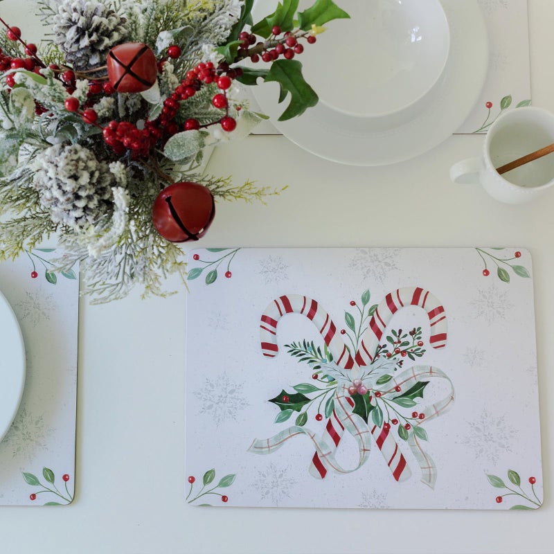 Benson Mills Cork Placemats Set of 4, Thick Cork Place Mats for Kitchen and Dining Tables, Easy Clean Table Mats for Christmas, Winter and Holidays (12" x 16" Rectangular Set of 4, Festive Candy Cane) - Image 4