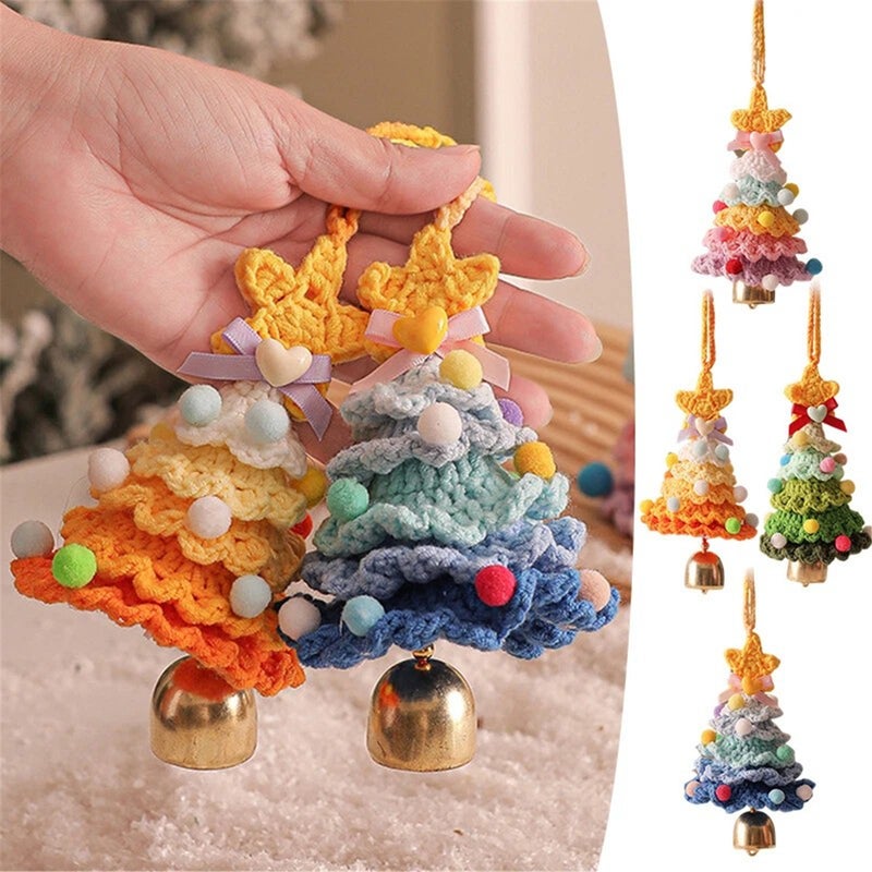 Handmade Crochet Christmas Tree Ornaments, Car Bell Ornaments, Hand Woven Bag Accessories, Christmas Keychains, Holiday Gifts For Family And Friends - Image 5