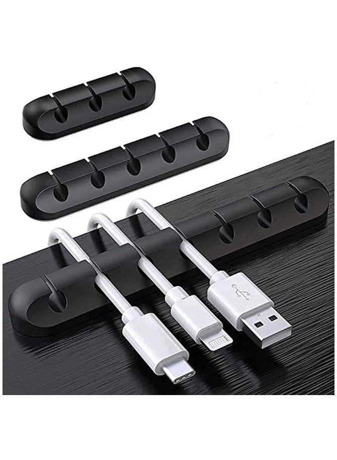 Cable Management Clips for Power Cord USB Cable, TV Cable, PC, Home and Office, Desktop Cable (3, 5 or 7 holes) - 3 Pcs -Black