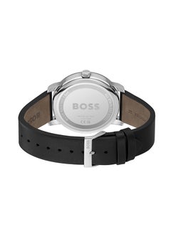 HUGO BOSS Men's Analog Round Shape Leather Wrist Watch 1514125 - 44 Mm  - Image 3