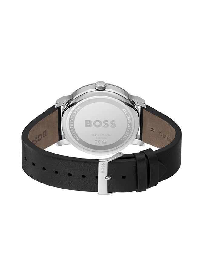 HUGO BOSS Men's Analog Round Shape Leather Wrist Watch 1514125 - 44 Mm - Image 3