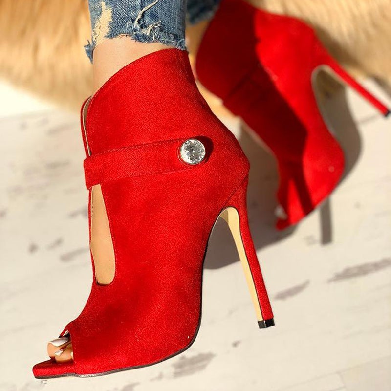 F103502 Independent Station 2021 Style Ladies Large Size 40-43 High Thin Heel Fishmouth Buckle Sandals - Image 2