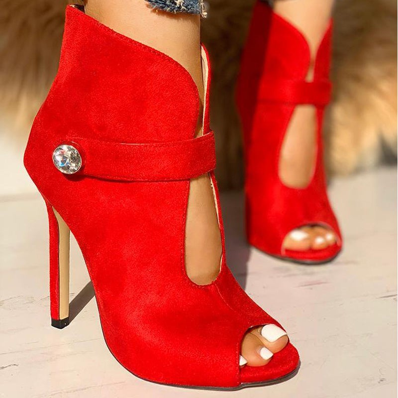 F103502 Independent Station 2021 Style Ladies Large Size 40-43 High Thin Heel Fishmouth Buckle Sandals - Image 4