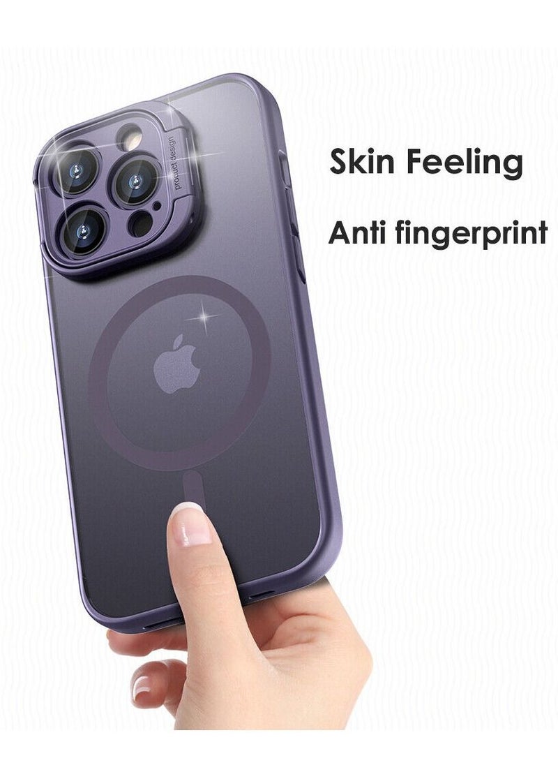 Color Fans - Magsafe Case for iPhone 14 Pro 6.1 inch Camera Ring Stand Magnetic Cover Purple - Image 1
