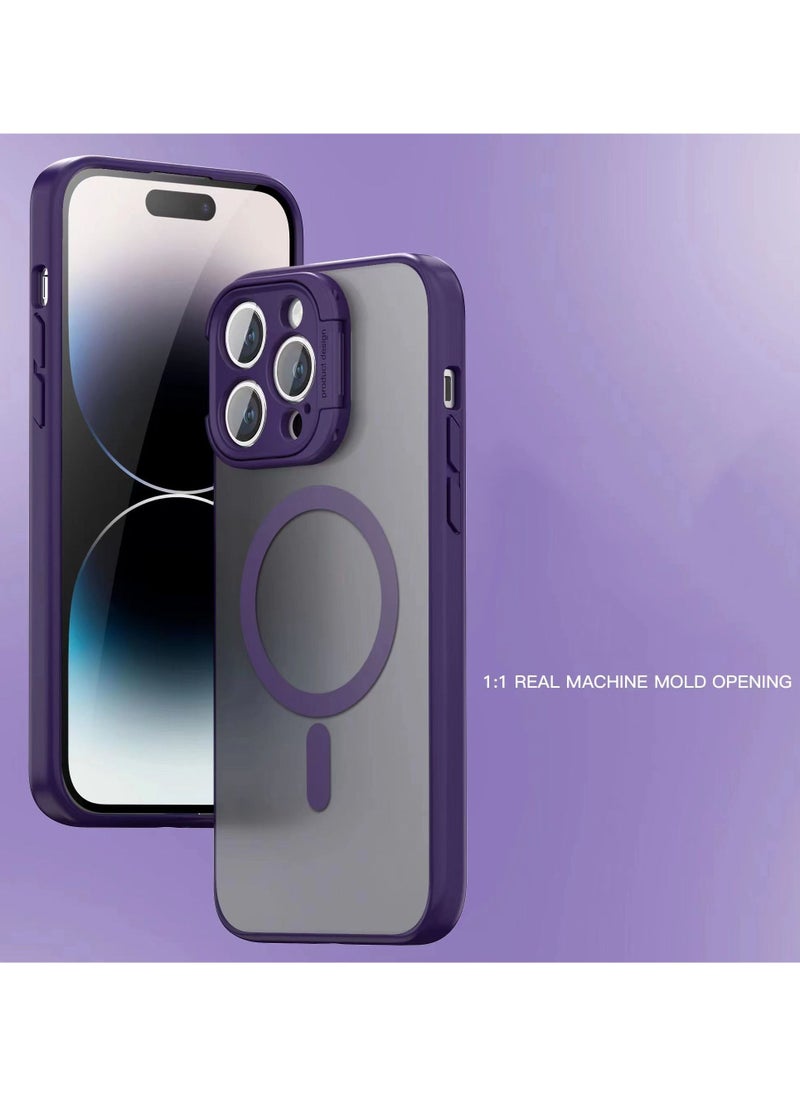 Color Fans - Magsafe Case for iPhone 14 Pro 6.1 inch Camera Ring Stand Magnetic Cover Purple - Image 1
