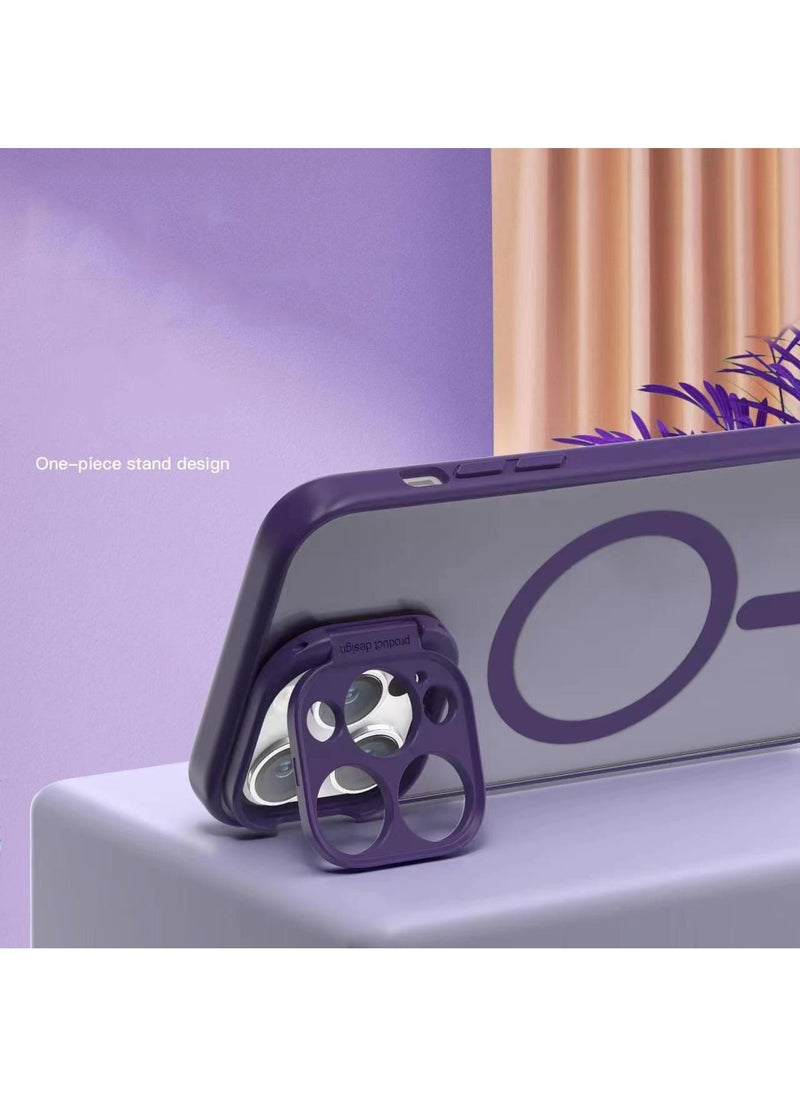 Color Fans - Magsafe Case for iPhone 14 Pro 6.1 inch Camera Ring Stand Magnetic Cover Purple - Image 1