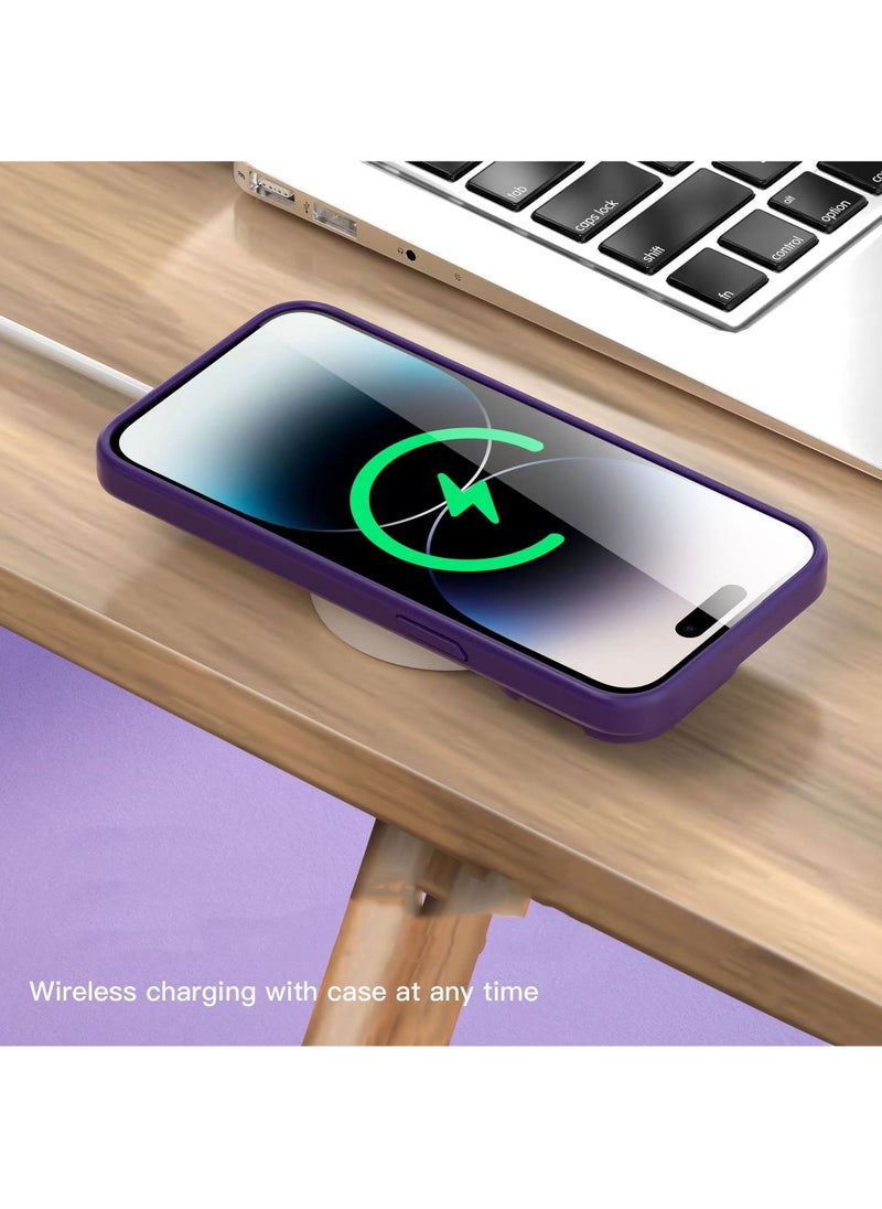 Color Fans - Magsafe Case for iPhone 14 Pro 6.1 inch Camera Ring Stand Magnetic Cover Purple - Image 1