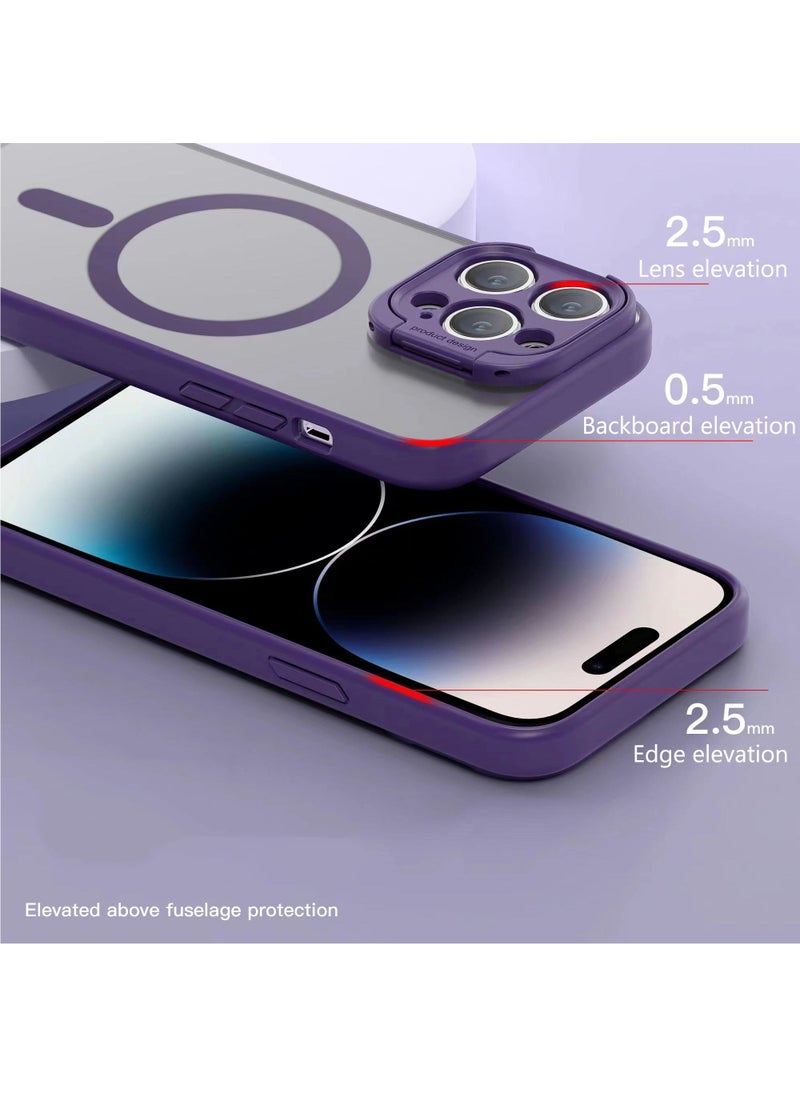Color Fans - Magsafe Case for iPhone 14 Pro 6.1 inch Camera Ring Stand Magnetic Cover Purple - Image 1