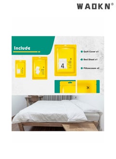 WAOKN 4 Piece Travel Disposable Bedding Set,SMS Material Double People Disposable Bedding Sheets, Sheet for Business Travel Hotel Trip Outdoor Camping, 1 Quilt Covers, 1 Bed Sheet and 2 Pillow Cases  - Image 5