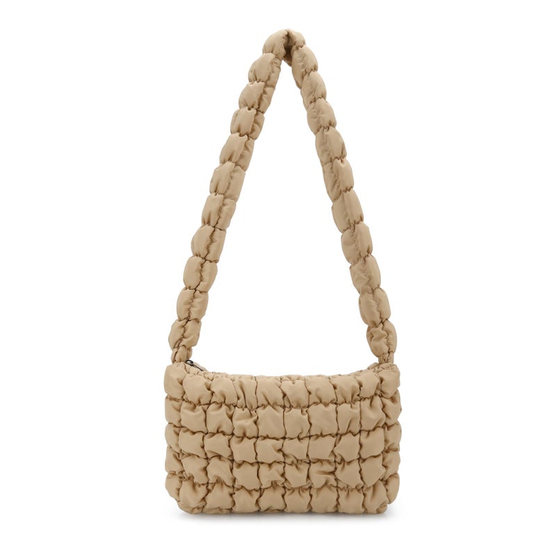 E-Tree Puffer Tote Bag Purse Quilted Hobo Carryall Crossbody Shoulder Handbag for Women (Khaki) - Image 1