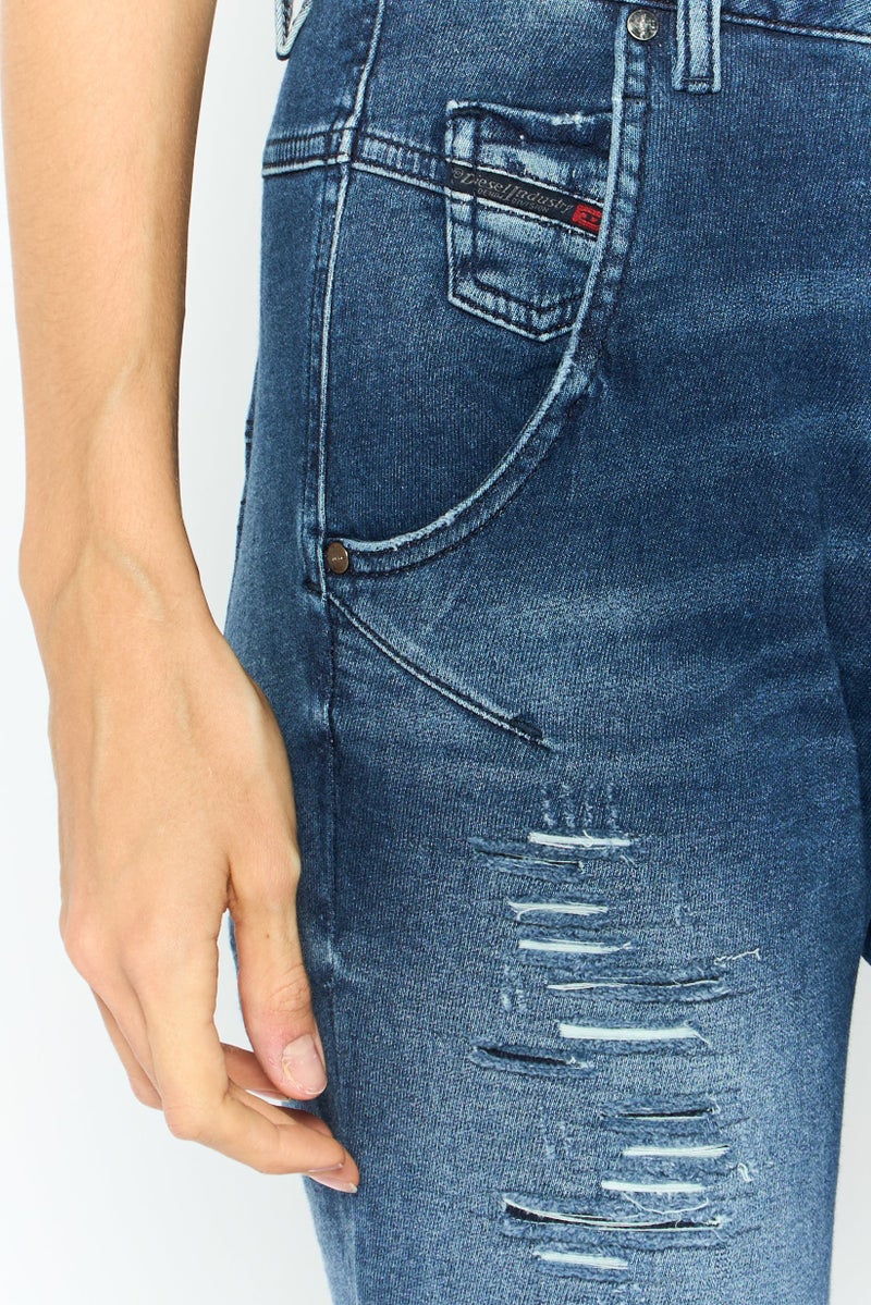 DIESEL Women Regular Fit Rip Stretchable Jeans, Blue - Image 3