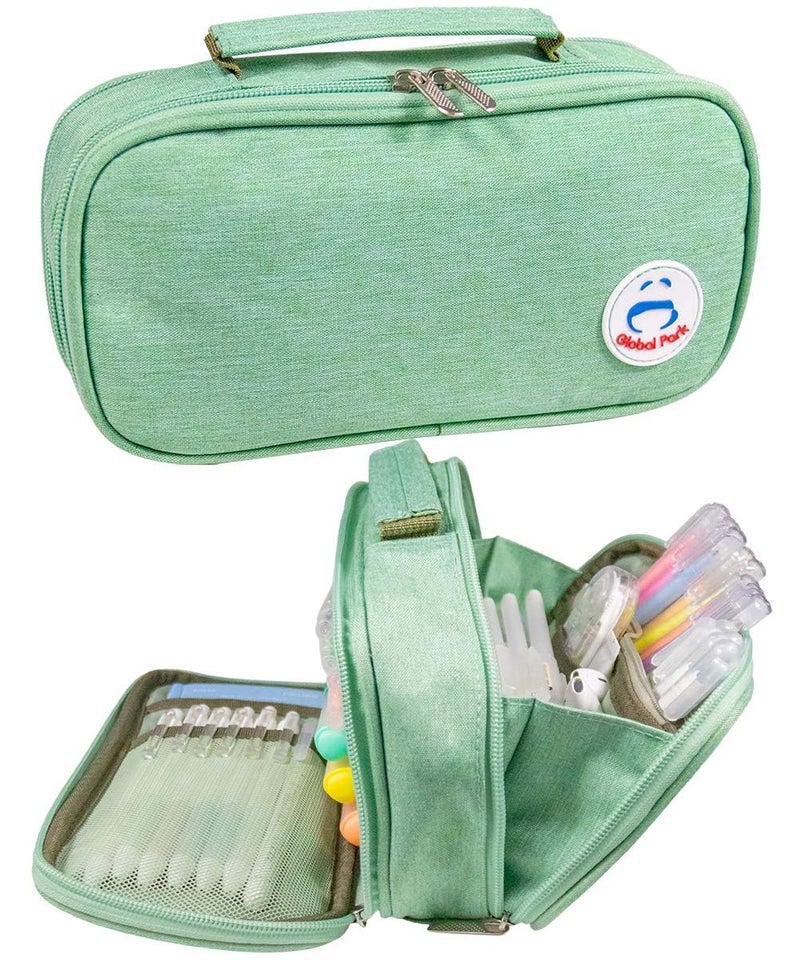 Surpop Pencil Case Pen Bag Holder Pouch Large Handle Big Capacity Desk Organizer Storage Marker Box Stationary Makeup Cosmetic Double Zippers for School Office Students Teen - Image 1