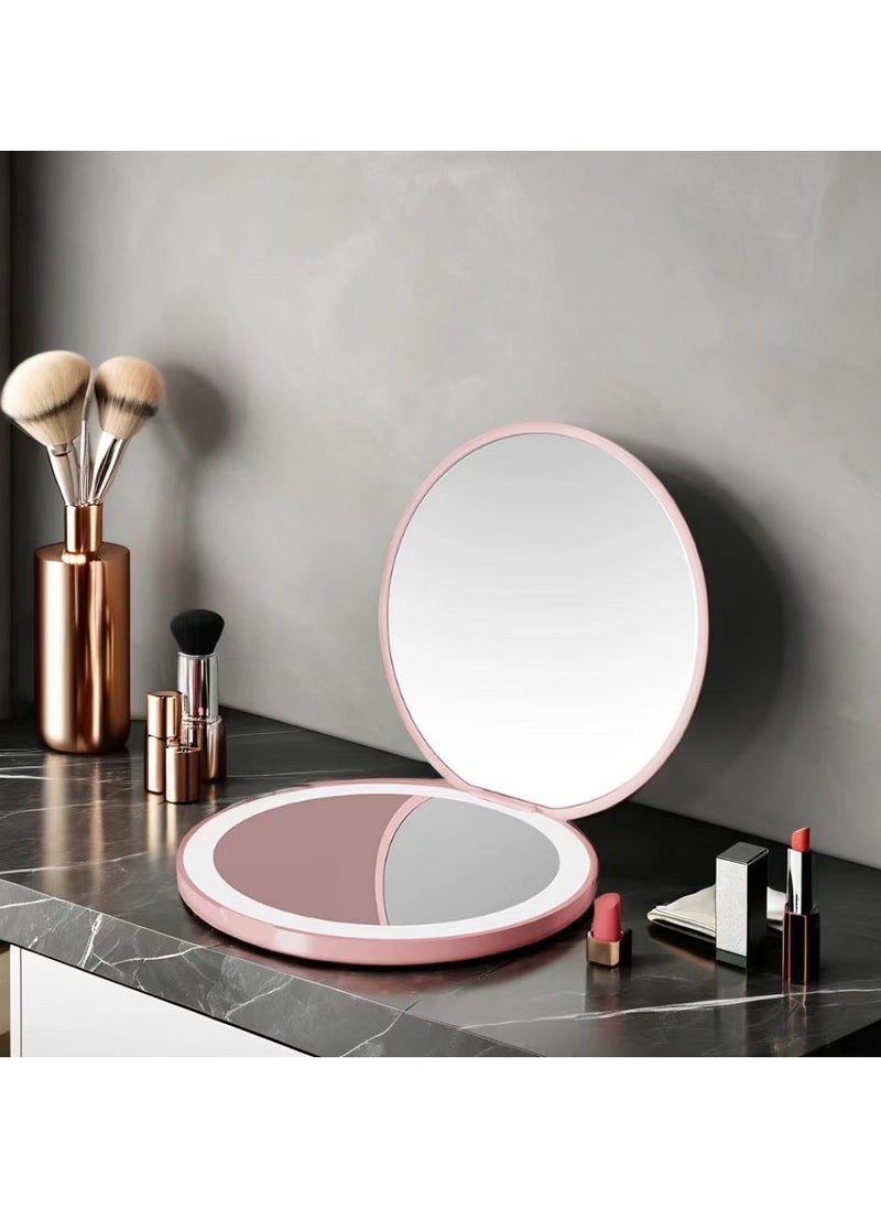 Generic Portable LED Makeup Mirror with 10x Magnification, Light Brightness Adjustable, Foldable Dual-Sided Lighted Mirror for Home and Travel  - Image 2