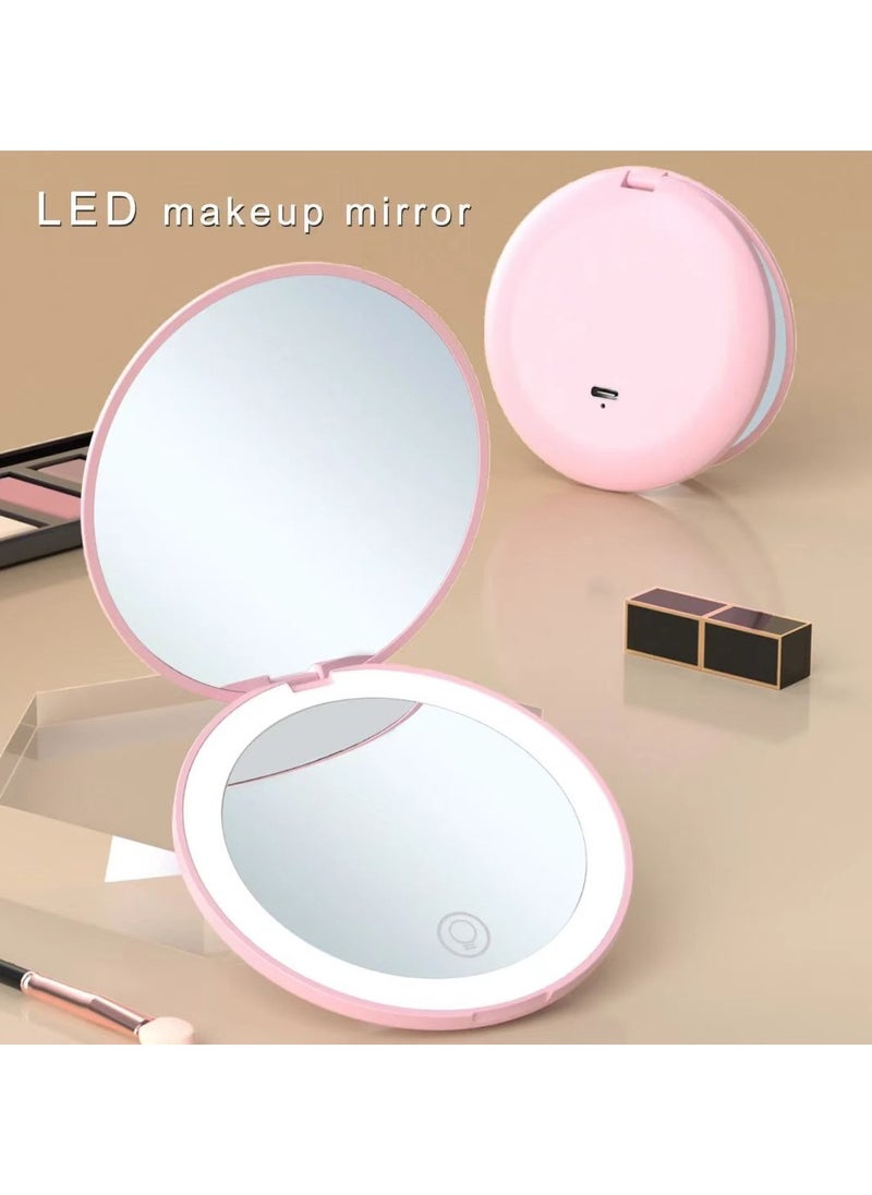 Generic Portable LED Makeup Mirror with 10x Magnification, Light Brightness Adjustable, Foldable Dual-Sided Lighted Mirror for Home and Travel  - Image 5