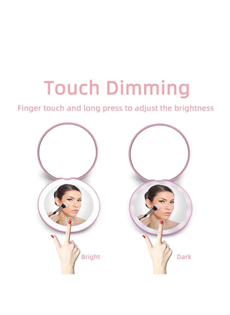Generic Portable LED Makeup Mirror with 10x Magnification, Light Brightness Adjustable, Foldable Dual-Sided Lighted Mirror for Home and Travel  - Image 4