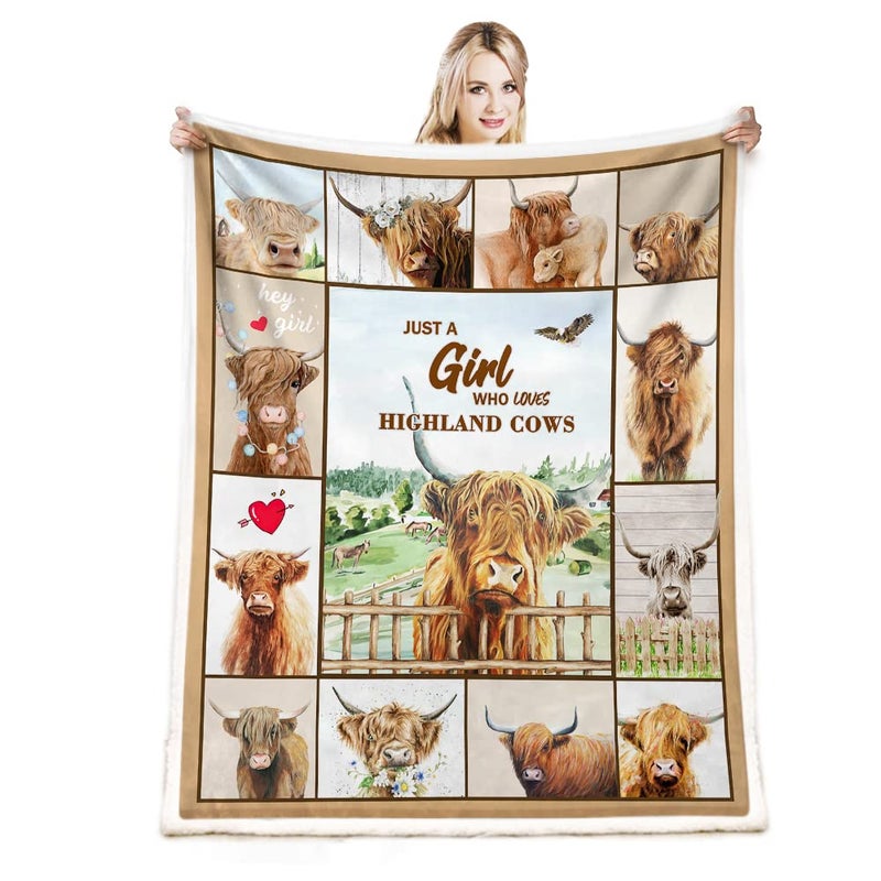CYREKUD Highland Cow Throw Blanket Cow Lovers Gift Sofa Decor 50 x 60