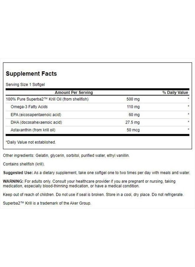 SWANSON 100% Pure Krill Oil 500 Milligrams 60 Sgels - Image 2