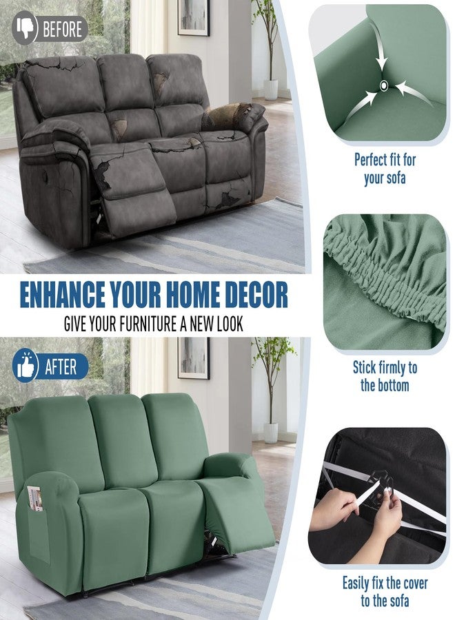 TAOCOCO Recliner Sofa Slipcover, 3 Pieces Polyester Fabric Stretch Sofa Covers for 3 Seat Reclining Couch, Soft Washable Furniture Protector with Pockets (3 Seat, Bean Green) - Image 5