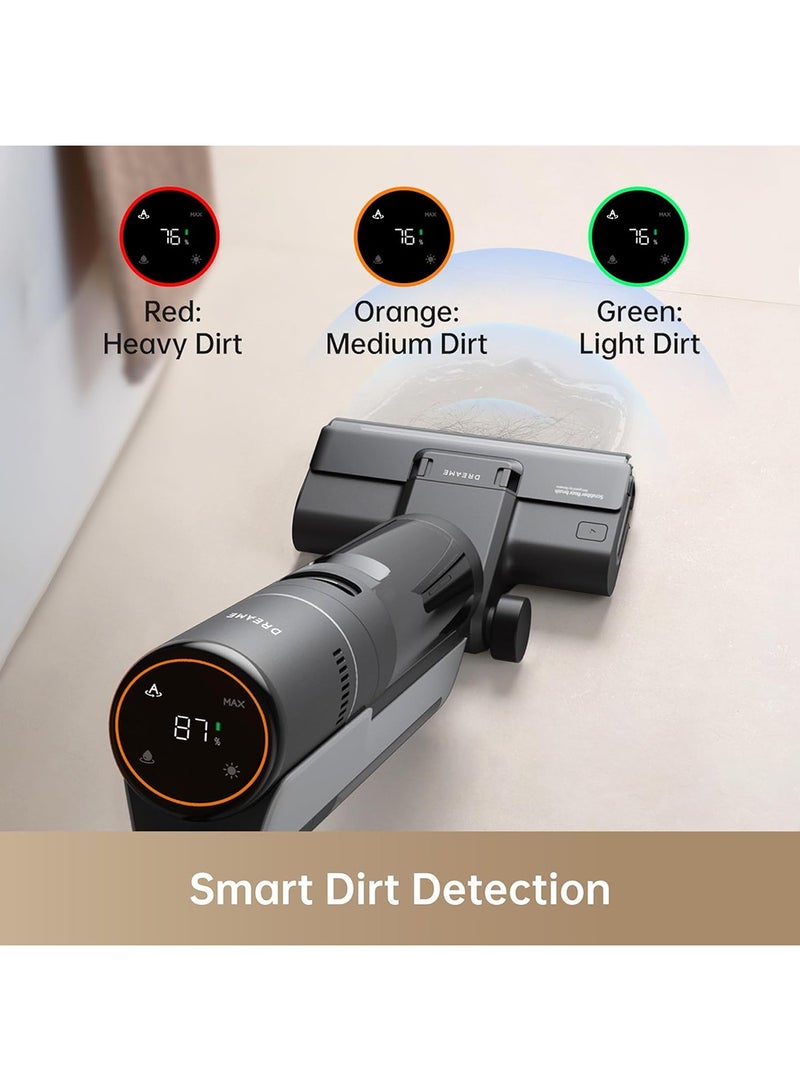 دريم مكنسة كهربائية لاسلكية H12S AE للسوائل والجاف، غسالة أرضيات متعددة الاستخدامات مع تنظيف ذاتي، تنظيف حواف محسّن، كشف ذكي للأوساخ، شاشة عرض LED، مثالية للفوضى اللزجة وشعر الحيوانات الأليفة - Image 5