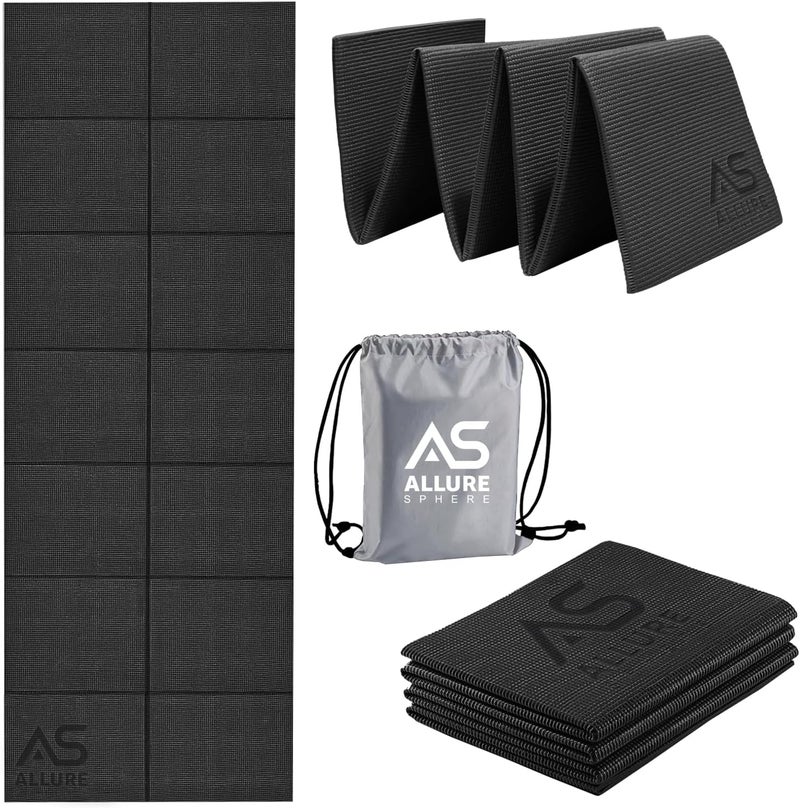 Allure Sphere Foldable Yoga Mat - Non Slip Double Sided, Lightweight, Eco-Friendly Exercise Mat with Carrying Bag - Image 1
