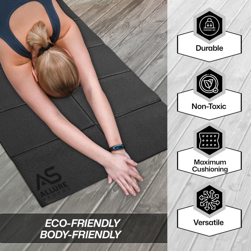 Allure Sphere Foldable Yoga Mat - Non Slip Double Sided, Lightweight, Eco-Friendly Exercise Mat with Carrying Bag - Image 2