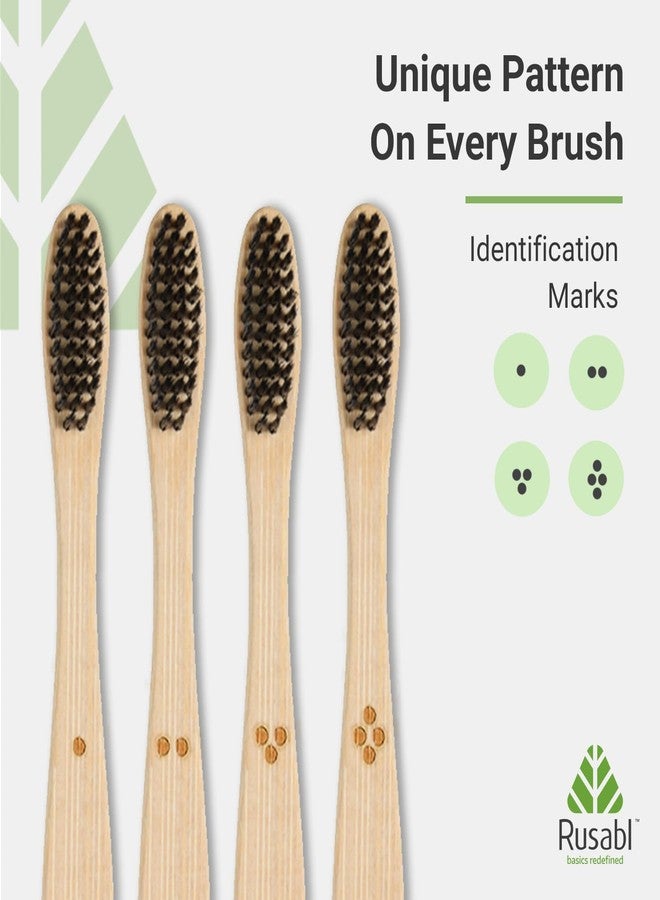 Rusabl Organic Bamboo Toothbrush for Adults (Multicolour, Pack of 4) Manual, Charcoal Activated Soft Bristles, Identification Marks, Anti- Fungal Wax Coating on Handle, Biodegradable, Anti-Bacterial - Image 5