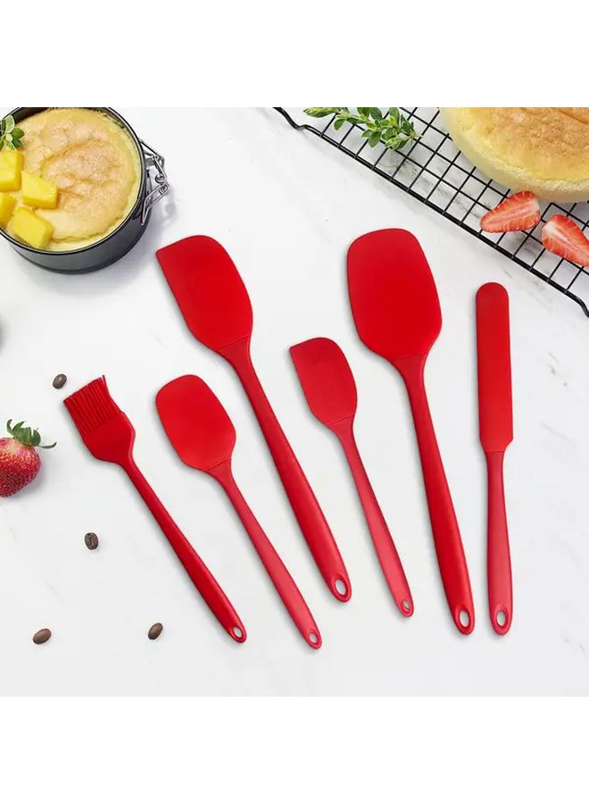 Black Silicone Spatula 6pcs Set Heatproof Kitchen Baking Tools Non Stick Easy Clean - Image 1