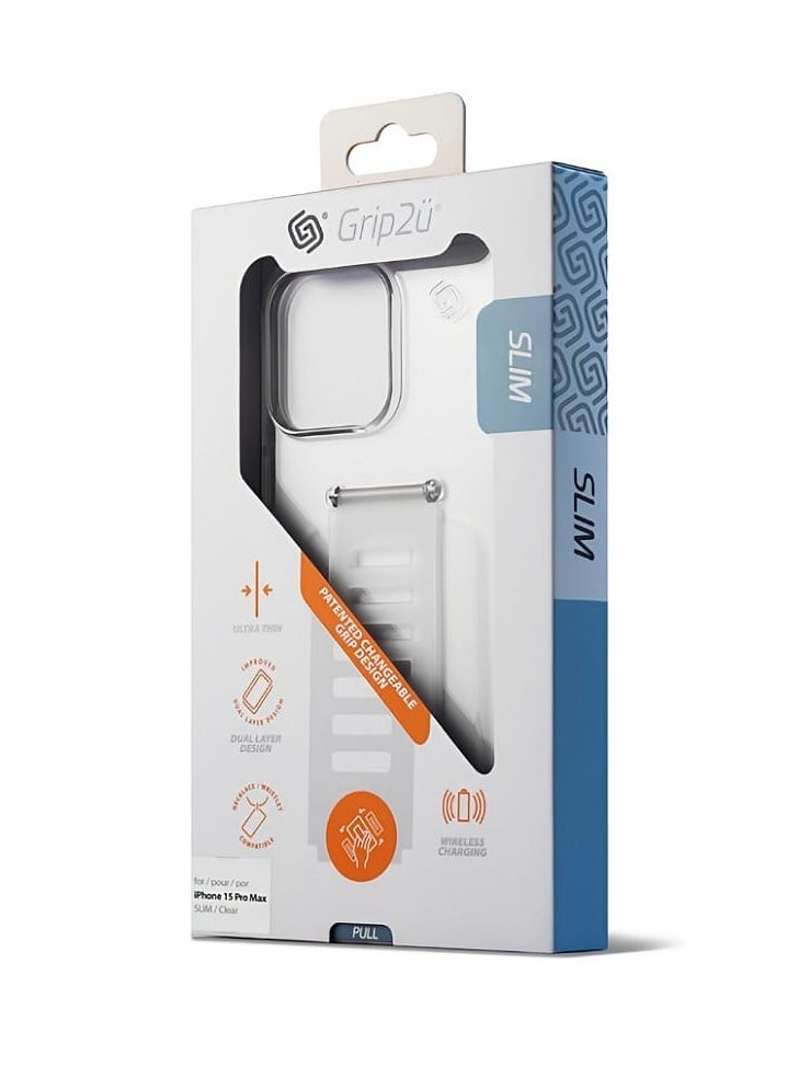 Grip2u Clear Case Cover iPhone 15 Pro Max 6.7 with Wristband Holder  - Image 2