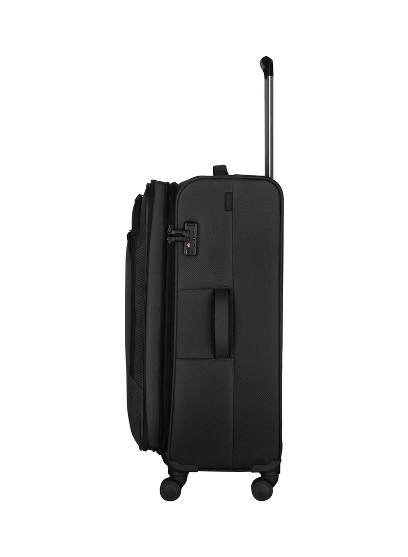 Wenger Vibrave 81cm Large Softcase 4 Double Wheel Expandable Check-In Luggage Trolley Black - 612555