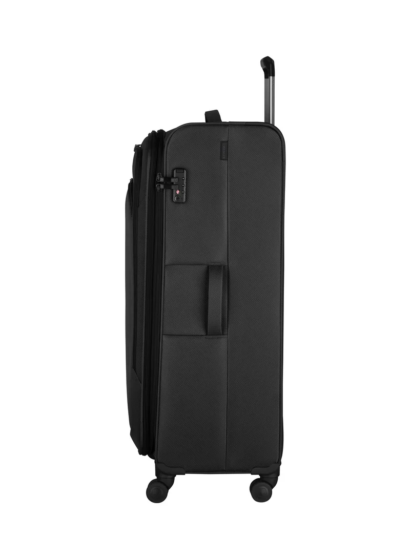 Wenger Vibrave 81cm Large Softcase 4 Double Wheel Expandable Check-In Luggage Trolley Black - 612555