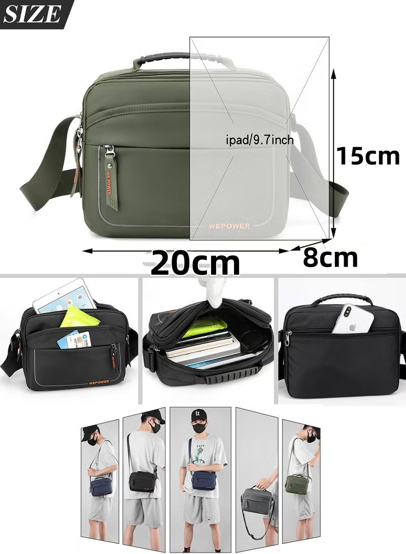 WAOKN Small Messenger Bag Crossbody Bags for Men and Women  , Shoulder Bag Sling Bag  , Travel Bag for Work Business Satchel Bags Small Carry Bags Purse , waterproof material ，Fashionably Simple ,unisex , (green) . - Image 3