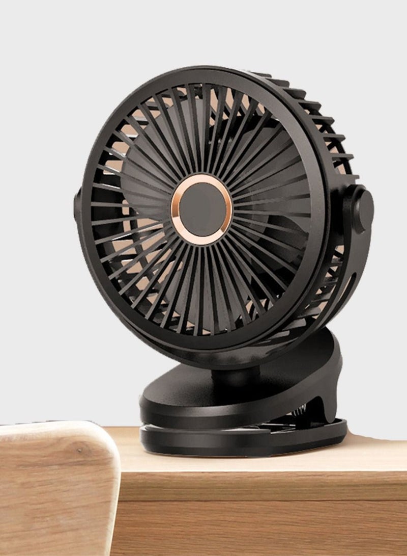 Inder 2in1 Desktop Clip Fan GF7 Portable USB Rechargeable 4 Speed Ultra Quiet Desk Fan 5000mAH Mini Dormitory Handheld Cooling Fan Cooler For Indoor Outdoor(Black)  - Image 1