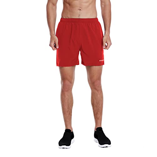 EZRUN Men's 5 Inches Running Workout Shorts Quick Dry Lightweight Athletic Shorts with Liner Zipper Pockets,Red,XL - Image 1