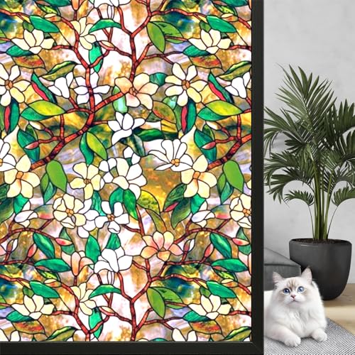 WALLTON Privacy Vinyl Frosted Window Film Glass Sticker Self-Adhesive Film Tint Wallpaper Opaque Sheet for Glass Privacy Cover Window, Door, Office, Home.| Anti-UV. (24x36 Inch, Green Patti) - Image 1