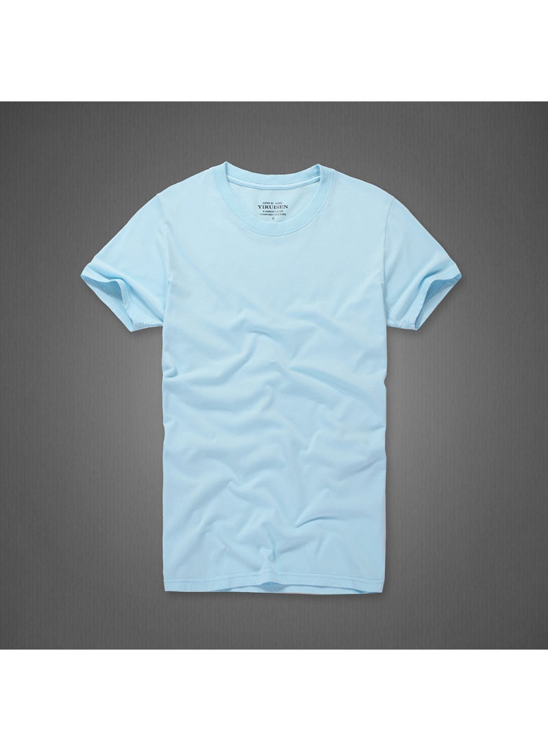 Generic - 2021 Summer Large Size Mens Solid Color Cotton T-Shirt No Cap Casual Style Breathable Comfortable For Bulk Purchase 6616 red - Image 1