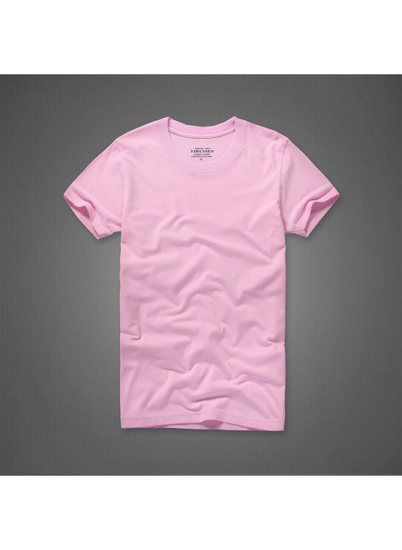 Generic - 2021 Summer Large Size Mens Solid Color Cotton T-Shirt No Cap Casual Style Breathable Comfortable For Bulk Purchase 6616 red - Image 1