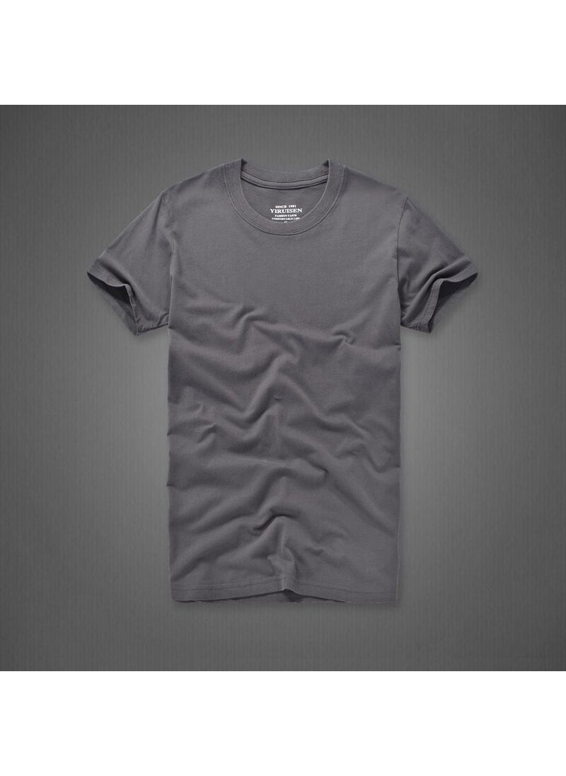 Generic - 2021 Summer Large Size Mens Solid Color Cotton T-Shirt No Cap Casual Style Breathable Comfortable For Bulk Purchase 6616 red - Image 1