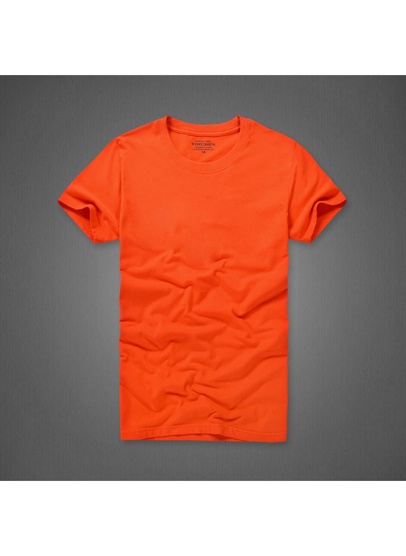 Generic - 2021 Summer Large Size Mens Solid Color Cotton T-Shirt No Cap Casual Style Breathable Comfortable For Bulk Purchase 6616 red - Image 1